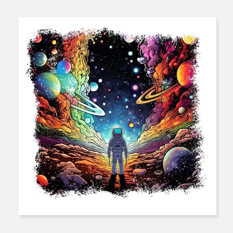 Surrealist space artwork with planets Poster 8" x 8" (20x20 cm)