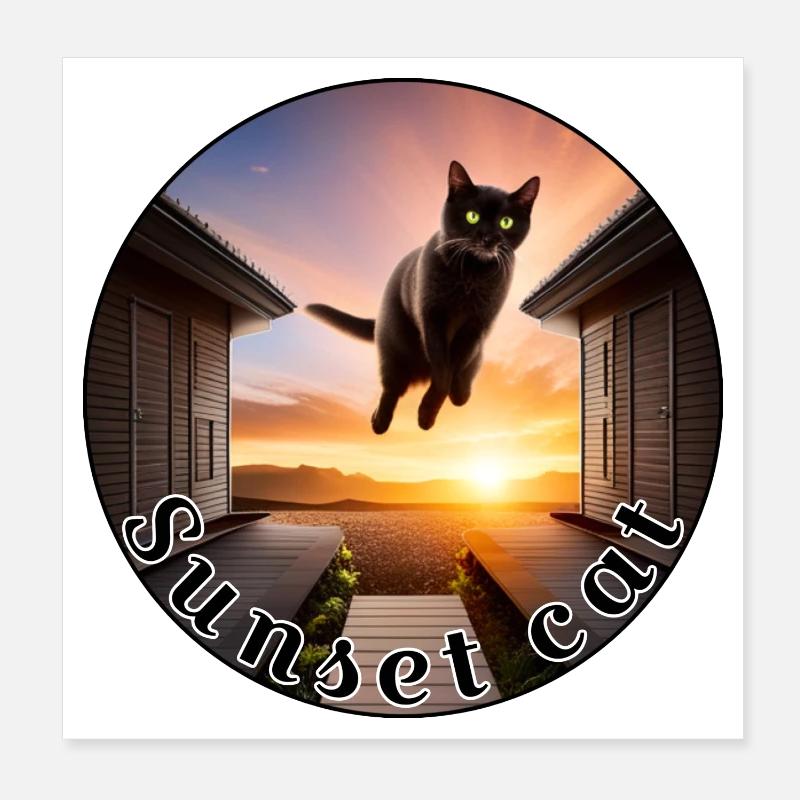 Sunset cat 2 Poster 8" x 8" (20x20 cm)