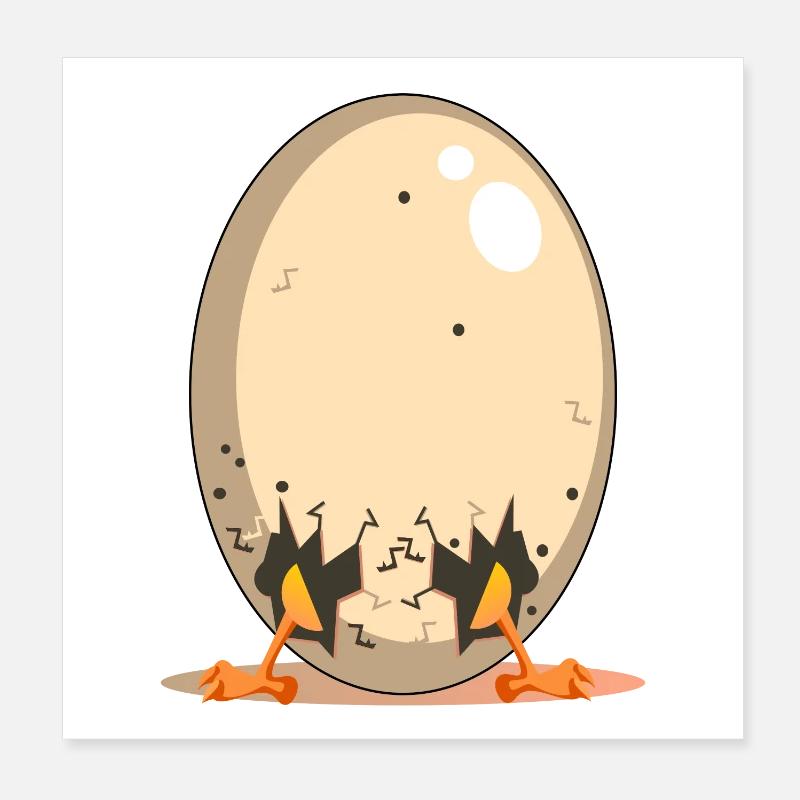 Funny Chicken Egg - Chicken Coop Cartoon Poster 8" x 8" (20x20 cm)