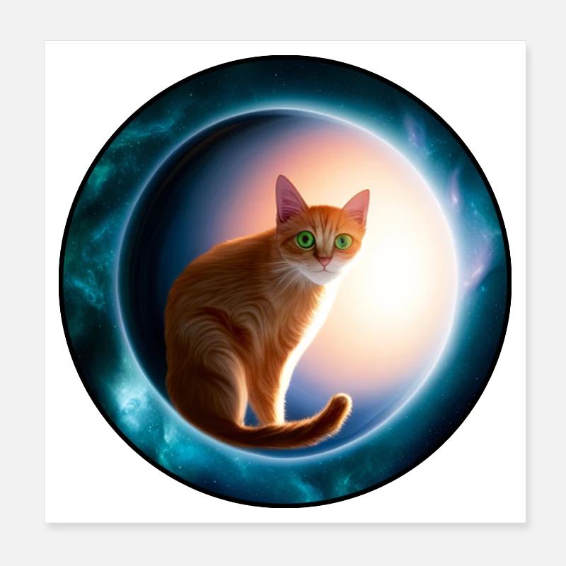 Des chats en orbite cosmique Poster 20 x 20 cm