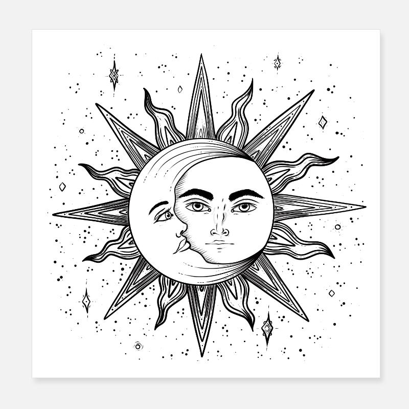 Sonne und Mond Poster 20x20 cm
