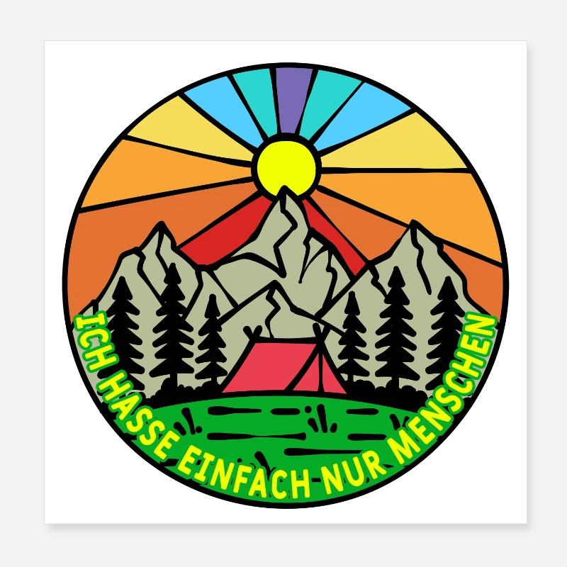 Montagnes, Nature, Camping, Camping, Camping, Déclaration Poster 20 x 20 cm