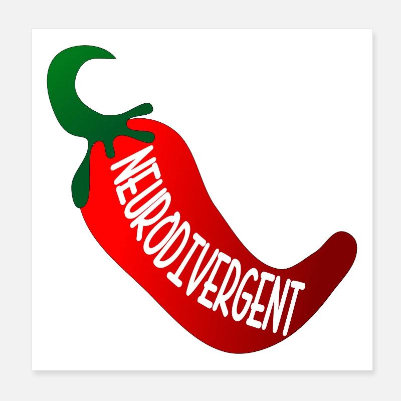 NEURODIVERGENT ADHS - ADHD ADS - CHILI - Poster 8" x 8" (20x20 cm) - white