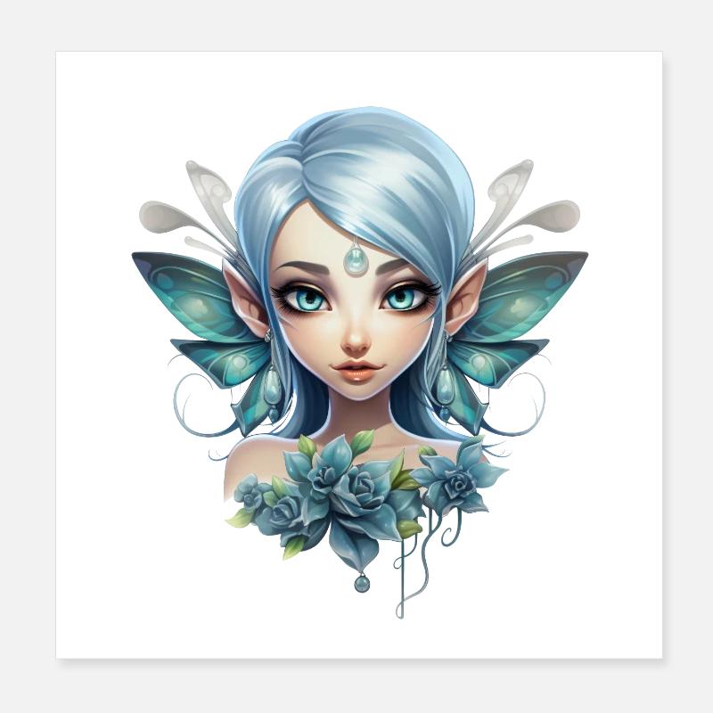 Blumen Fee mit Edelstein – Fantasy Design Poster 20x20 cm