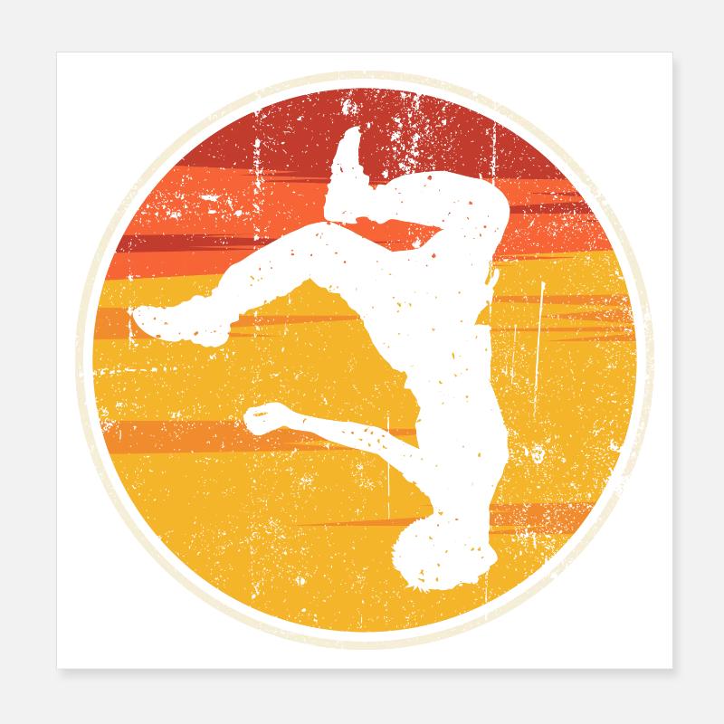 Saut en silhouette couchant de soleil Poster 20 x 20 cm