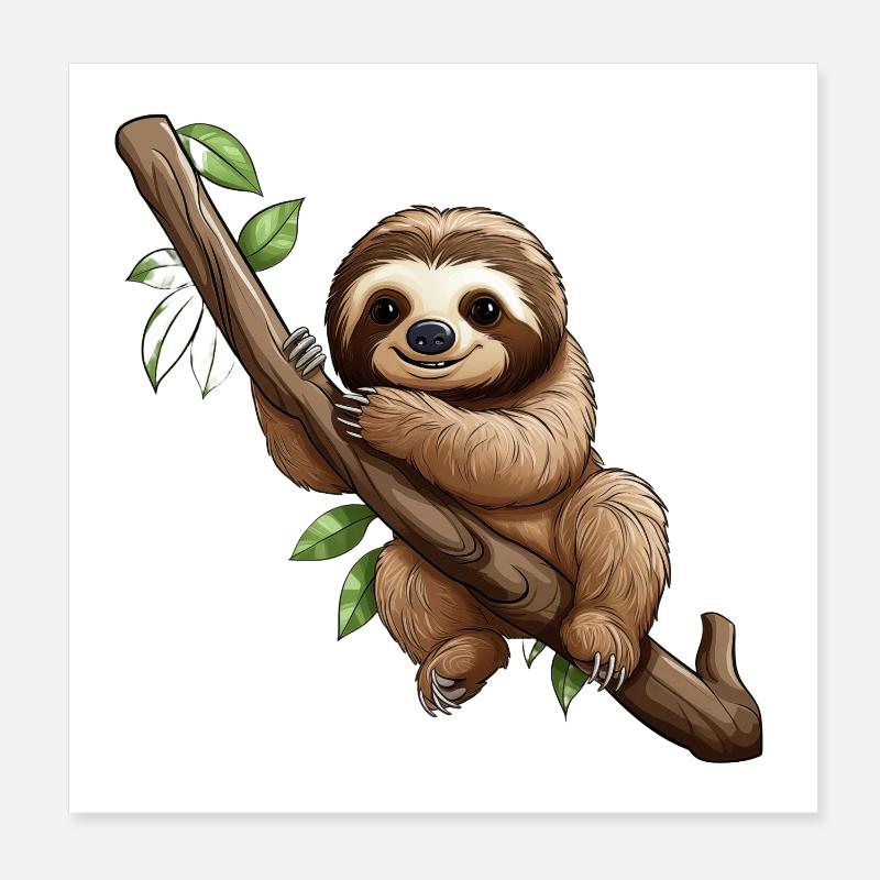 Cute Sloth Poster 8" x 8" (20x20 cm)