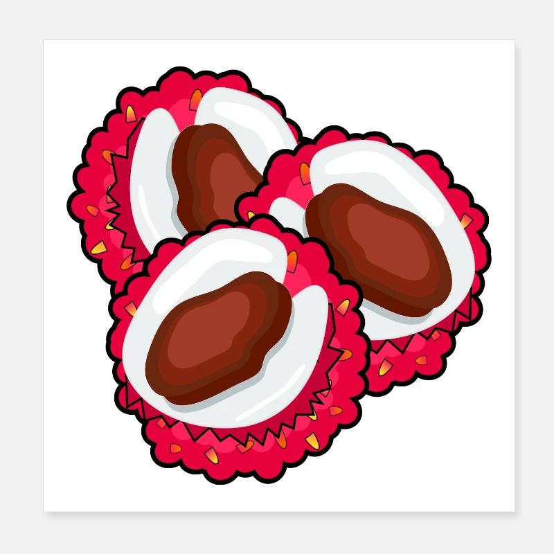 LYCHEE LITSCHI FRÜCHTE - OBST ESSEN Poster 20x20 cm