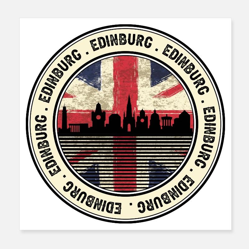 Edinburgh Skyline Union Abzeichen Poster 20x20 cm