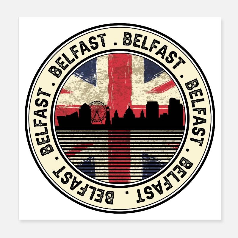 Belfast Union Jack Roundel - Poster 8" x 8" (20x20 cm) - white