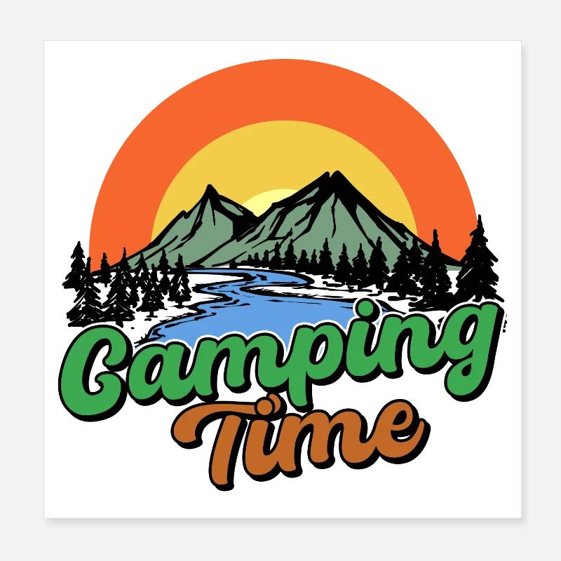 Nature Montagnes Camping Déclaration Camping Relax Poster 20 x 20 cm