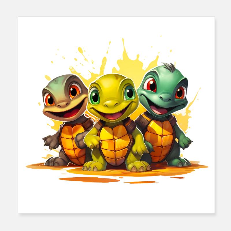Baby turtles squad Poster 20x20 cm