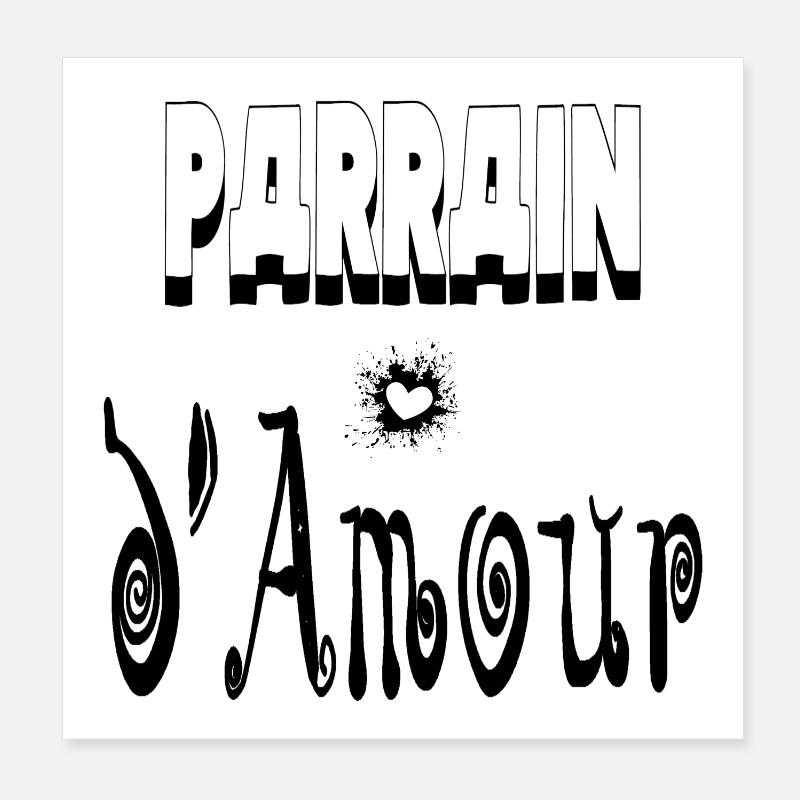Parrain Amour Cœur Poster 20 x 20 cm
