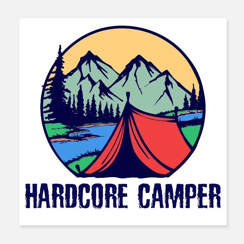 Tentes Déclaration Camping Camper Montagnes Nature Poster 20 x 20 cm
