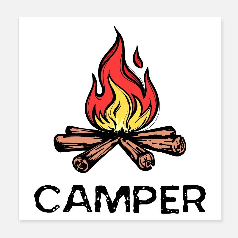 campeur dicton feu de camp camping randonneurs vacances Poster 20 x 20 cm