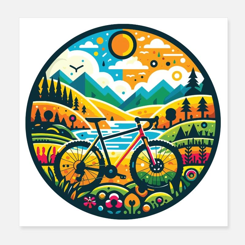Illustration d’aventure en vélo de gravier Poster 20 x 20 cm
