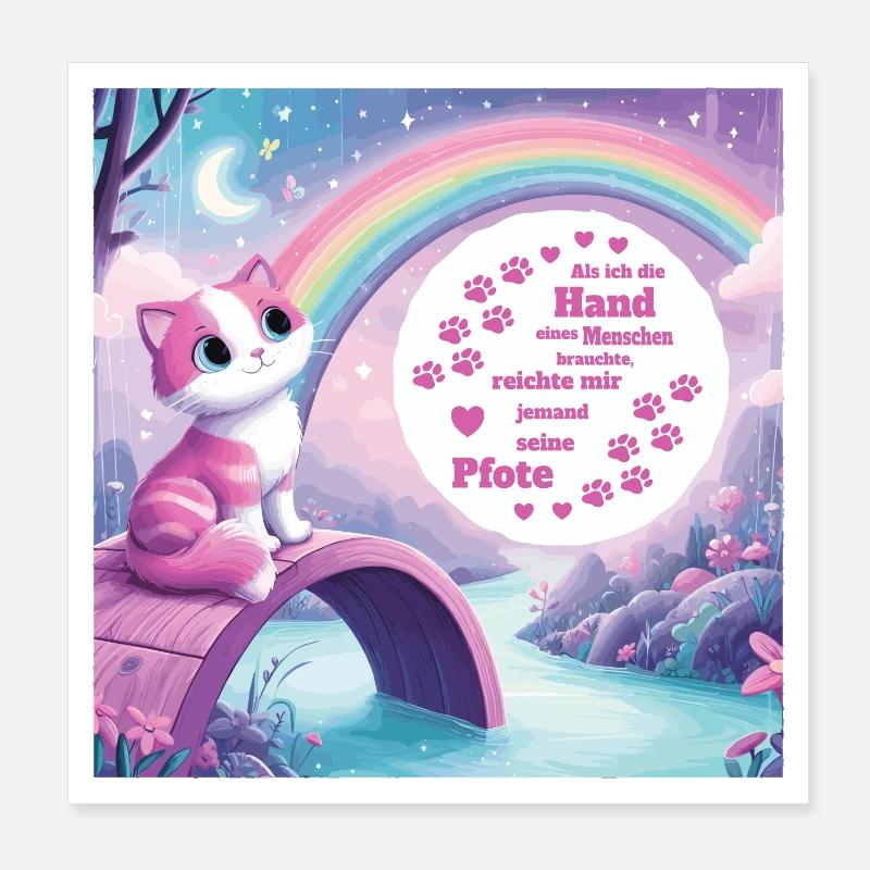 Cat with rainbow Poster 8" x 8" (20x20 cm)