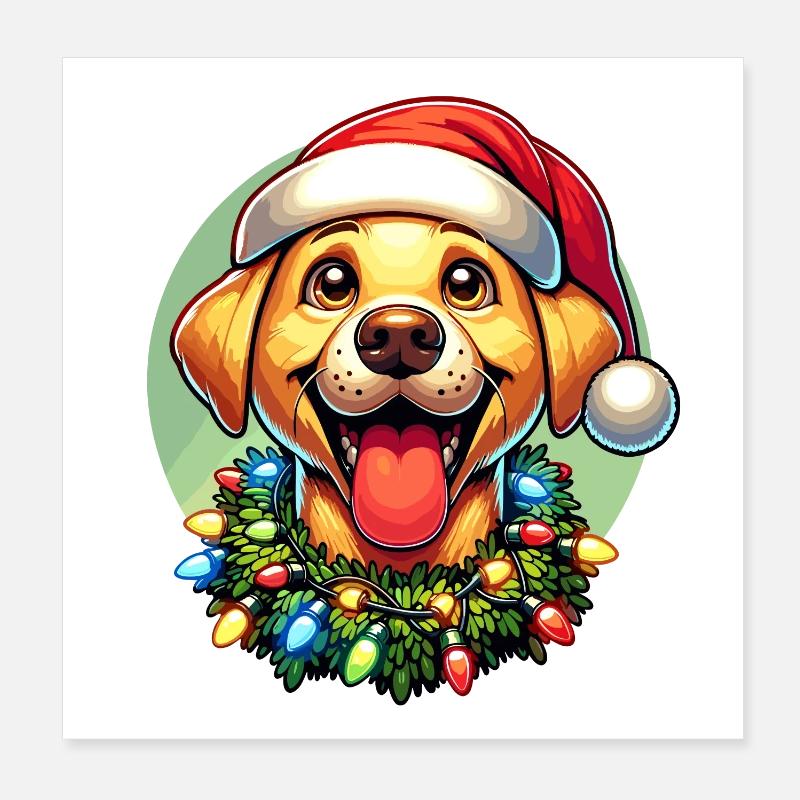 Labrador Merry Christmas - Warm Gift Poster 8" x 8" (20x20 cm)