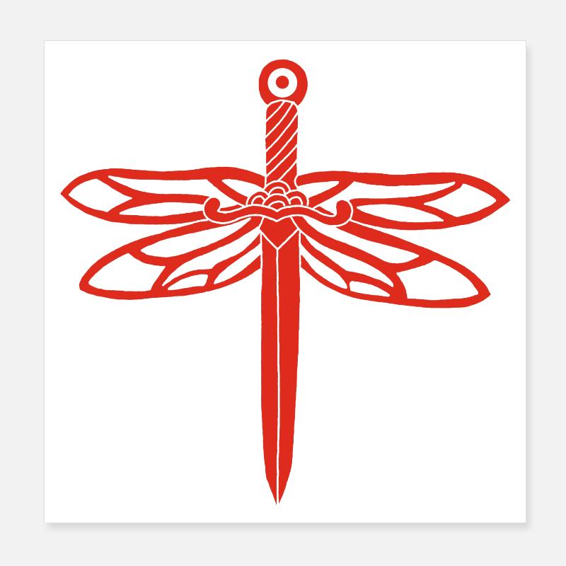 Red Sword and Dragonfly Wings Poster 8" x 8" (20x20 cm)