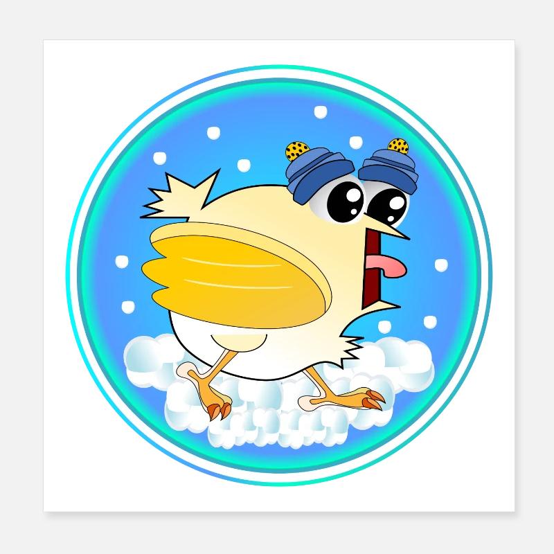 Schnee Winter Hühner Poster 20x20 cm