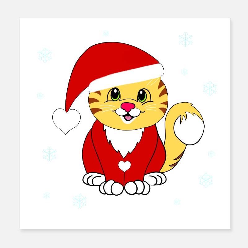 weihnachtskater Poster 20x20 cm
