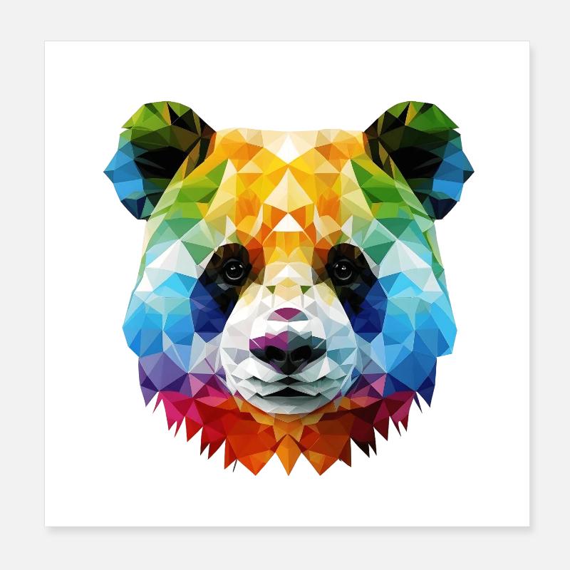 Tête de panda - Coloré Poster 20 x 20 cm