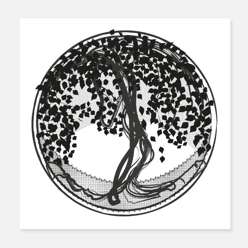 Dark Tree Circle Silhouette Poster 8" x 8" (20x20 cm)