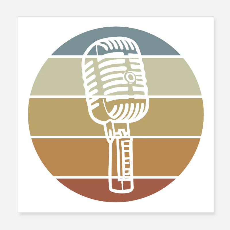 Retro Microphone Poster 8" x 8" (20x20 cm)