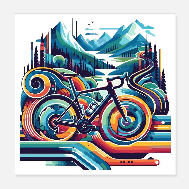 Bicycle with wavy lines Poster 8" x 8" (20x20 cm)