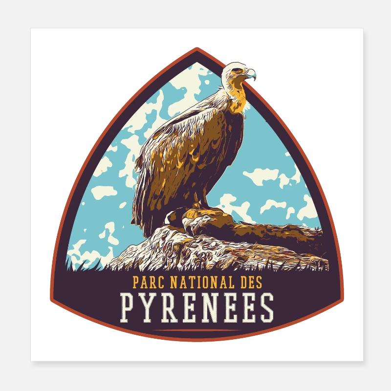 Vulture Badge, Pyrenees Park: Protected Nature Poster 8" x 8" (20x20 cm)