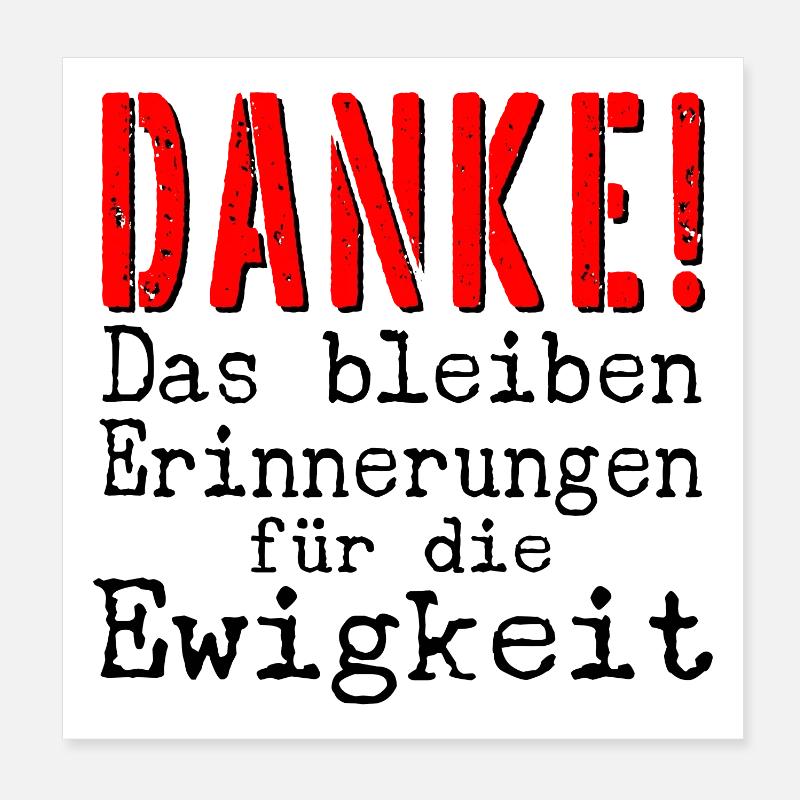 DANKE DANKSCHÖN SPRÜCHE ERINNERUNGEN Poster 20x20 cm