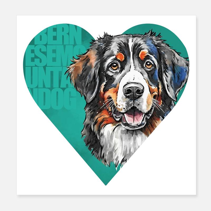 Portrait de bouvier bernois Poster 20 x 20 cm