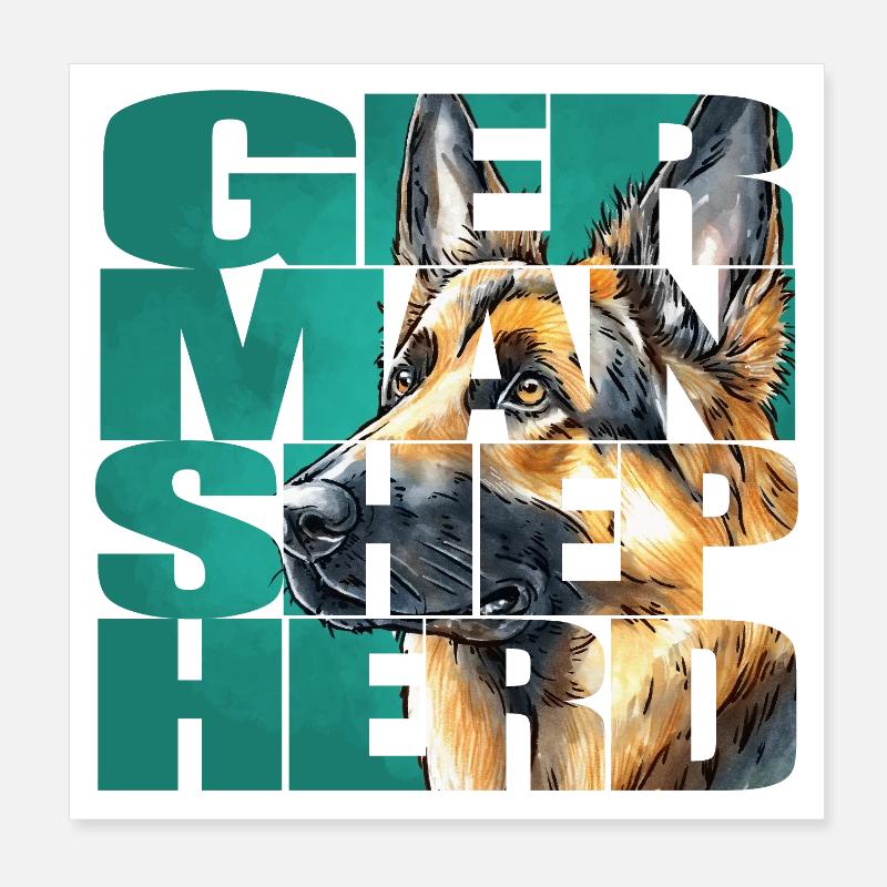 German Shepherd Portrait Poster 8" x 8" (20x20 cm)