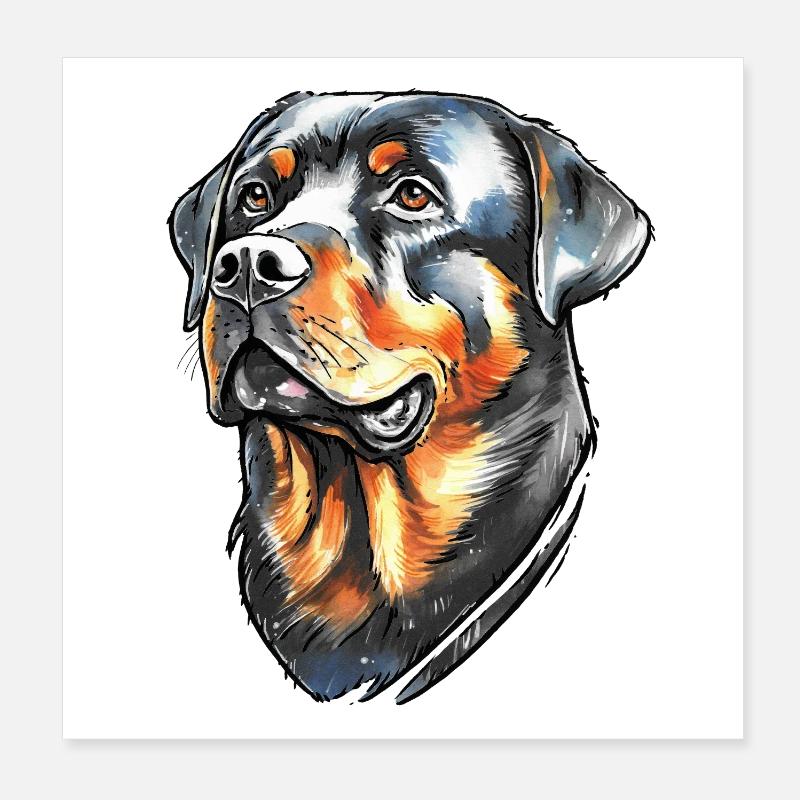 Rottweiler Portrait Poster 20 x 20 cm