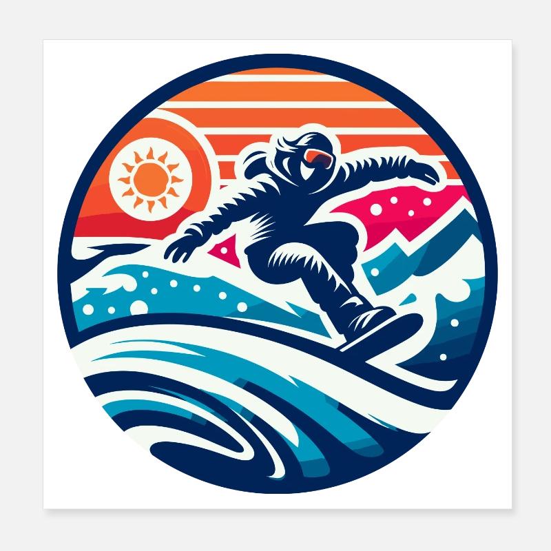 Expression Graphique d'un Snowboarder Poster 20 x 20 cm