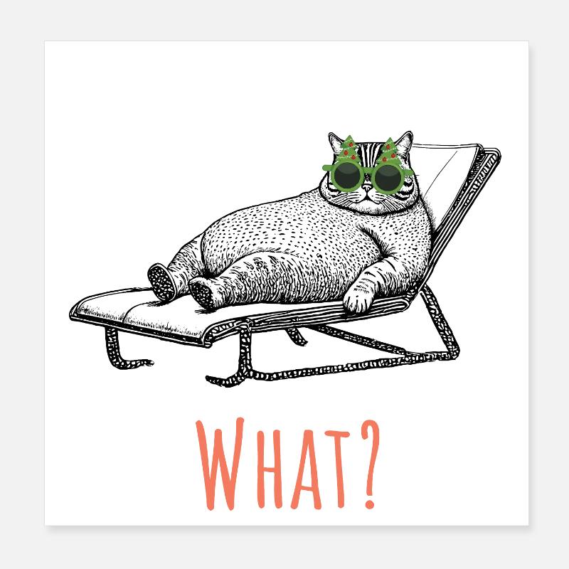 Cat Vacation - What? Poster 8" x 8" (20x20 cm)