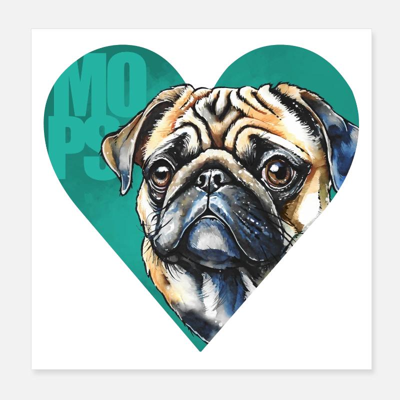 Mops Portrait Poster 20x20 cm
