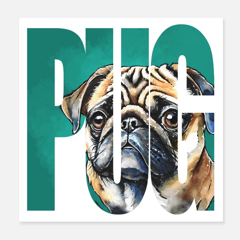 Mops Portrait Poster 20x20 cm