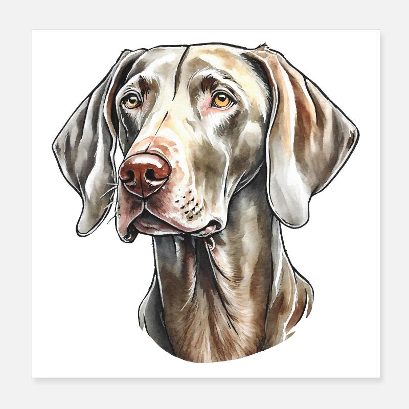 Weimaraner Portrait - Poster 20x20 cm - Weiß