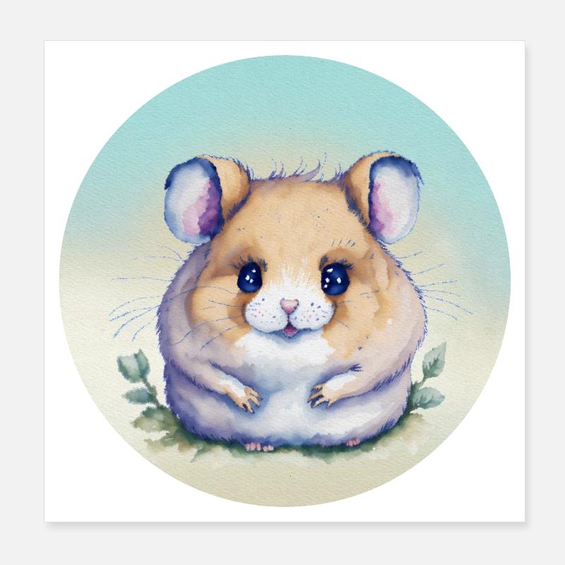 Hamster mignon aquarelle pastel Poster 20 x 20 cm