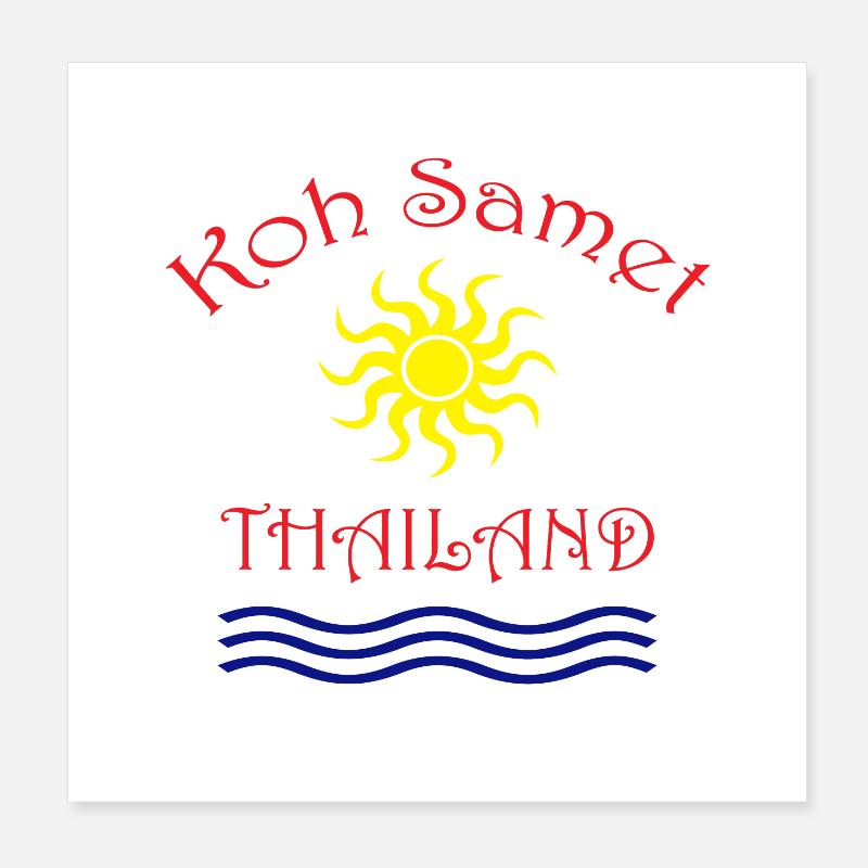 Île de Koh Samet Conception du soleil et des vagues Poster 20 x 20 cm