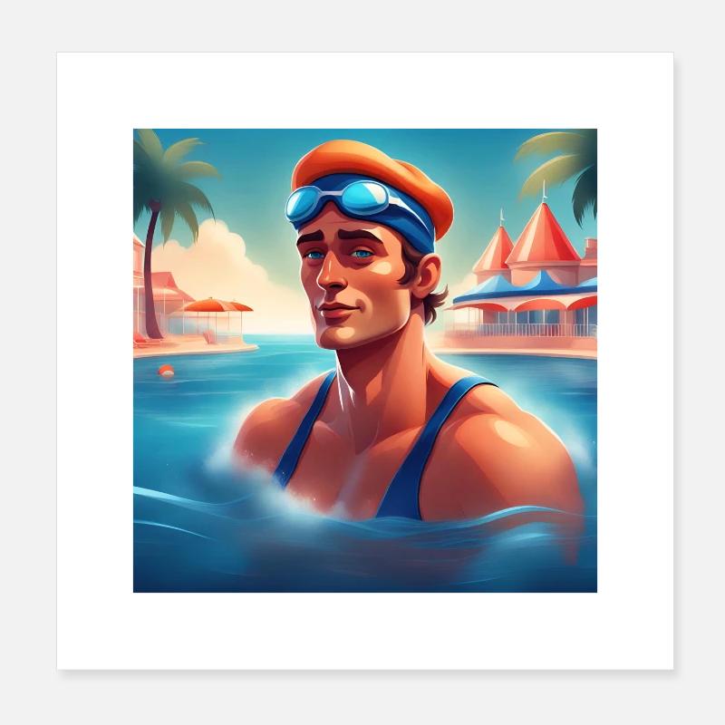 vacances à la mer, baignade, vacances d'été Poster 20 x 20 cm