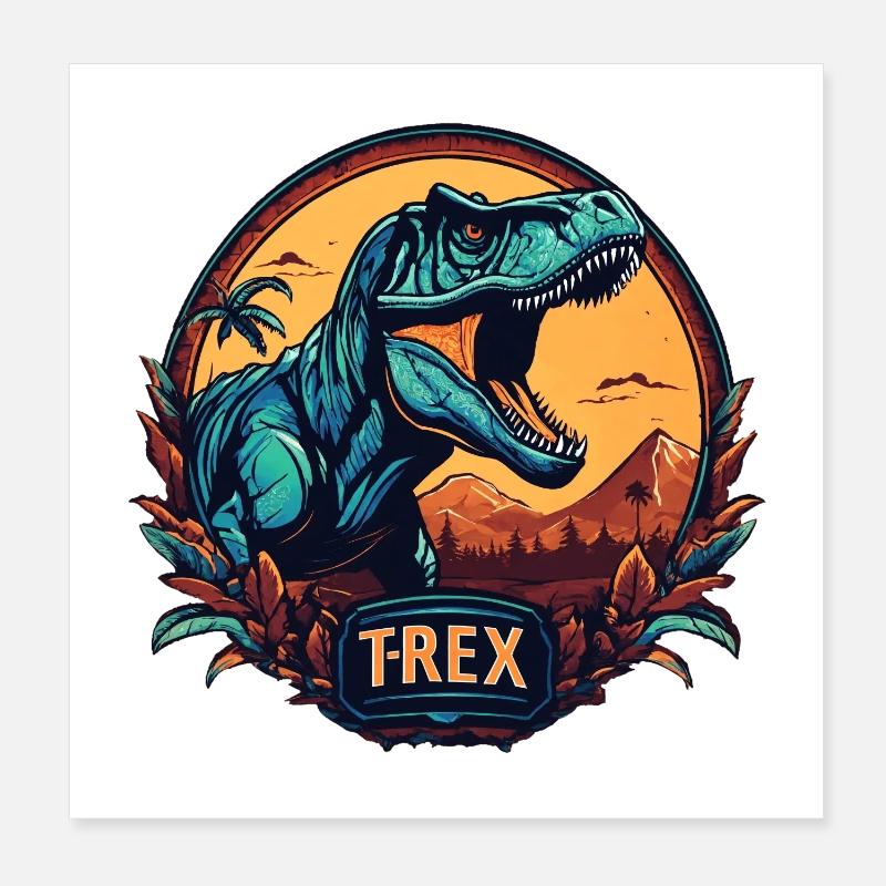 Dinosaurier T-Rex Logo Poster 20x20 cm