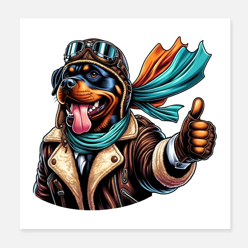 Rottweiler Pilot Design Poster 20x20 cm