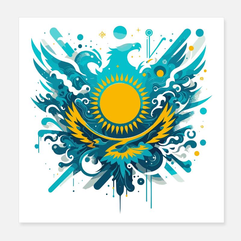 Kasachstan kunstvoll Geschenk Poster 20x20 cm