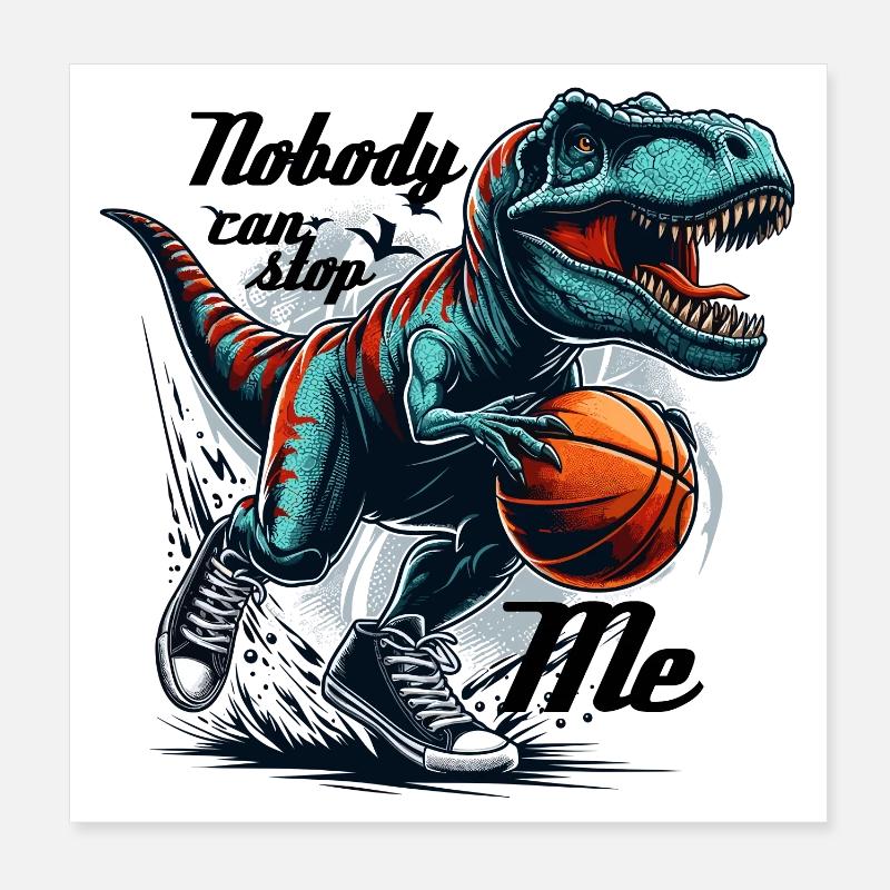Cadeau de basket-ball T-Rex Poster 20 x 20 cm