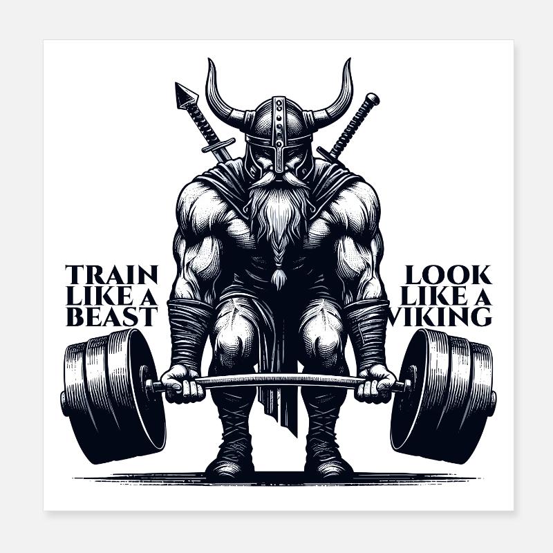 Viking Deadlift Gift Poster 8" x 8" (20x20 cm)