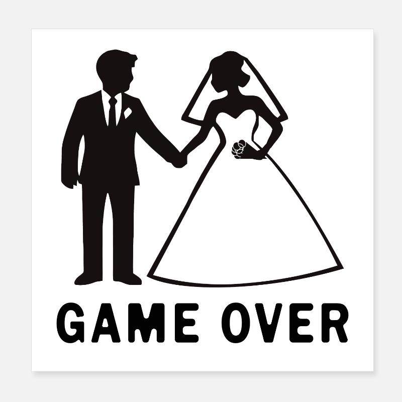 Jeunes mariés Game Over Mariage Poster 20 x 20 cm