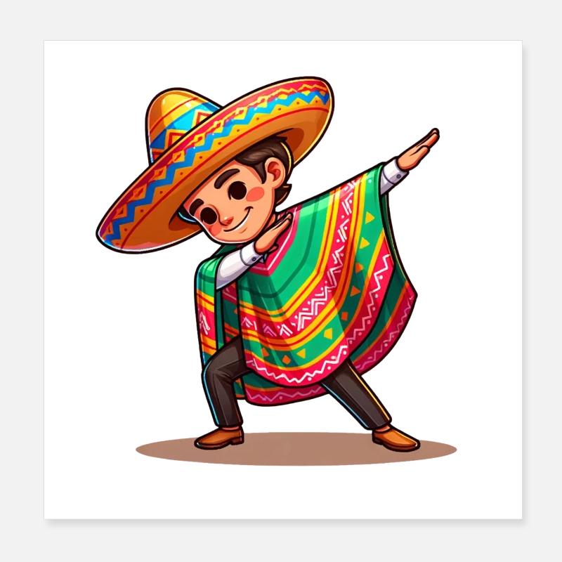 Costume de Poncho Mexicain Faisant le Dab. Poster 20 x 20 cm