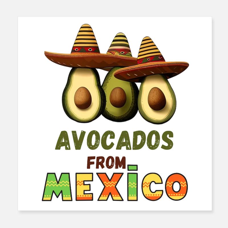 Avocado with Mexico Poster 8" x 8" (20x20 cm)