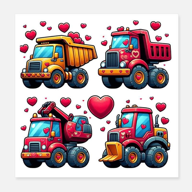 Tiny Builders' Affection - T-shirt de construction Poster 20 x 20 cm